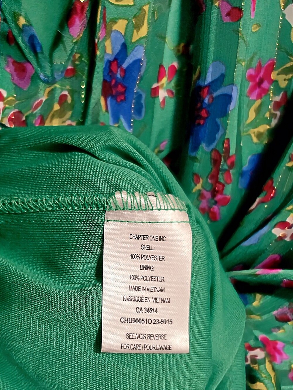 Tamara H Floral Pleated Ruffle Neck Flutter Sleeve Blouse Bubble Hem Green Large - Picture 10 of 12
